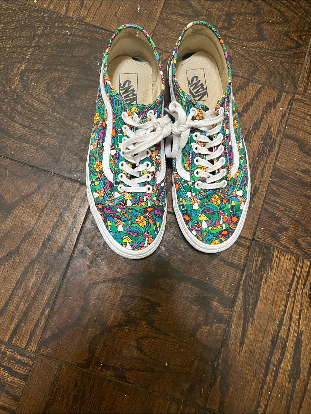 Vans Kids Floral Pattern Skate Sneakers - Green, Purple, Yellow